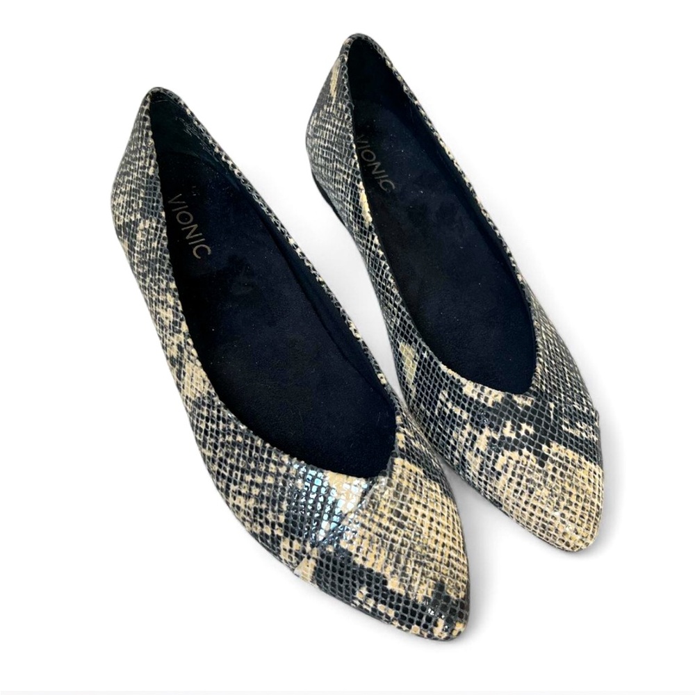 Vionic Caballo Ballet Flats Dress Shoes Snakeskin Sz 10